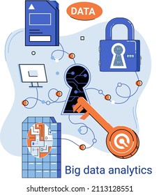 Big data analytics. Process of analyzing large and complex data sources to identify trends customer behavior metaphor and market preferences to make more effective business decisions, data exploration