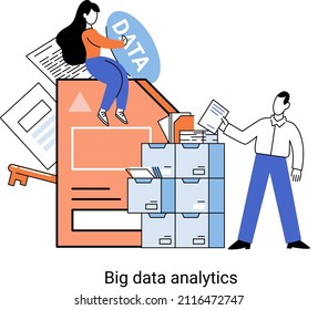 Big data analytics. Process of analyzing large and complex data sources to identify trends customer behavior metaphor and market preferences to make more effective business decisions, data exploration
