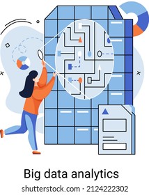 Big data analytics. Process of analyzing large and complex data sources to identify trends customer behavior metaphor and market preferences to make more effective business decisions, data exploration