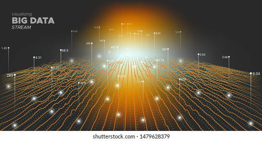 Big Data Analytics. Technology Background. Big Data Illustration. Black Digital Binary Wave. Orange System Visualization. Particle Motion. Technology Abstract. Big Data Concept.