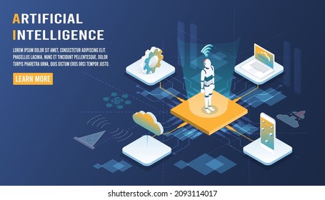 Big data and artificial intelligence concept. Neural network include big data technology. Cloud computing technology online storage future modern internet business for global data information exchange