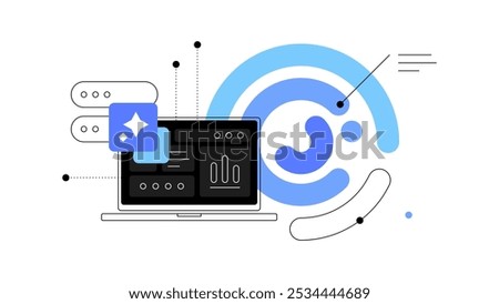 Big data and artificial intelligence. Flat illustration. Vector file.