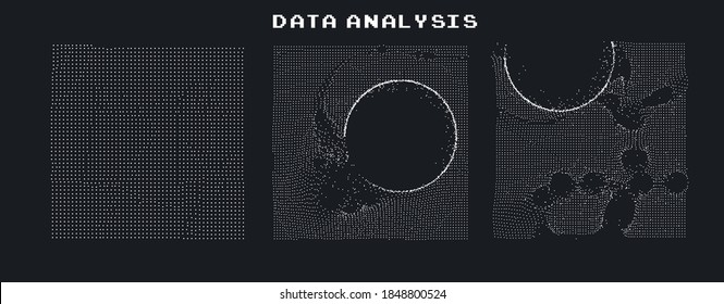 Big Data, Artificial intelligence and  Machine Learning Algorithms Concept. Analysis of Information, Science and Technology Infographics Design. Vector Illustration.