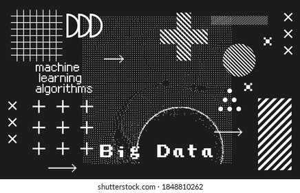 Big Data, künstliche Intelligenz und maschinelles Lernen Algorithmen Konzept. Analyse von Information, Science and Technology Infografik Design.