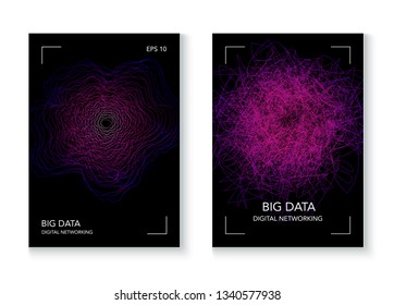 Big Data Artificial Intelligence Vector Background. Science Set Virtual Reality Futuristic Neon Electric Cover. Big Data Techno Music Poster. Digital Cyber Space Online Education Future Concept.
