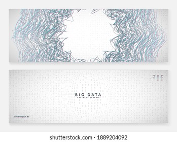 Big data background. Digital technology abstract concept. Artificial intelligence and deep learning. Tech visual for cloud template. Partical big data background.