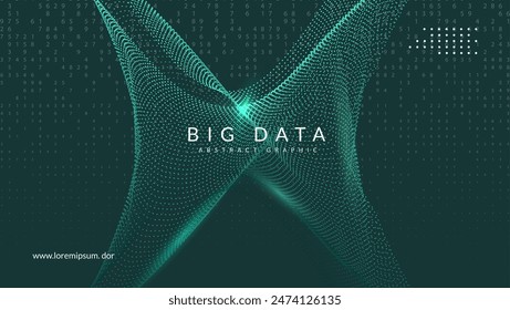 Big Data Background. Future intelligence in innovative digits. Software backdrop for visual education. Visualization of particles with financial value. Tech Background.