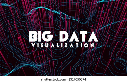 Big data background. Data processing visalization. Database analysis presentation. Vector graph and chart  trendy infographic.