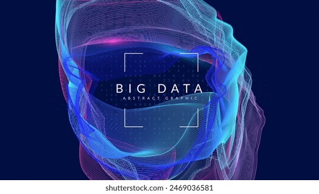 Big Data Background. Science vector: digits of the future. Design of a network with a cyber backdrop. 3D patterns of information particles. Big Data Background.