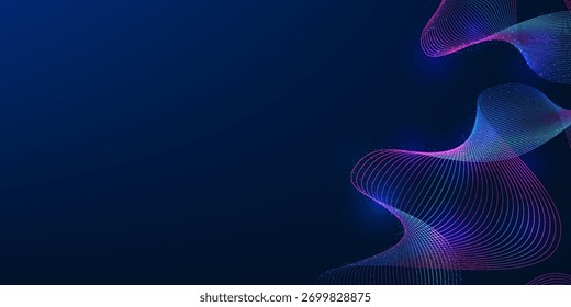 Big data background with spiral wave lines, representing digital information flow, AI data analysis, and technological connectivity in modern networks