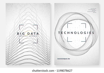 Big data background. Technology for visualization, artificial intelligence, deep learning and quantum computing. Design template for interface concept. Cyber big data backdrop.