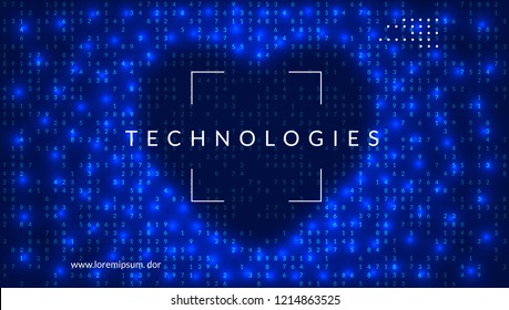 Big data background. Technology for visualization, artificial intelligence, deep learning and quantum computing. Design template for information concept. Abstract big data backdrop.