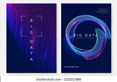 Big data background. Technology for visualization, artificial intelligence, deep learning and quantum computing. Design template for network concept. Fractal big data backdrop.