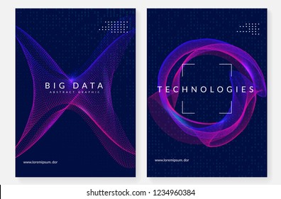 Fundo de big data. Tecnologia para visualização, inteligência artificial, aprendizagem profunda e computação quântica. Modelo de projeto para conceito de energia. Fundo de big data fractal.