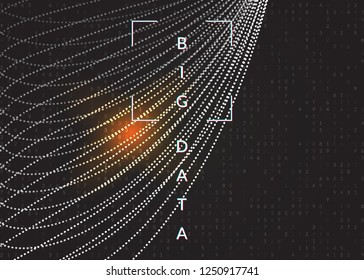 Big data background. Technology for visualization, artificial intelligence, deep learning and quantum computing. Design template for computing concept. Fractal big data backdrop.