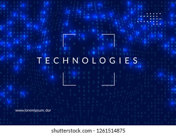 Big data background. Technology for visualization, artificial intelligence, deep learning and quantum computing. Design template for computing concept. Futuristic big data backdrop.