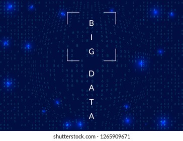 Big data background. Technology for visualization, artificial intelligence, deep learning and quantum computing. Design template for database concept. Futuristic big data backdrop.