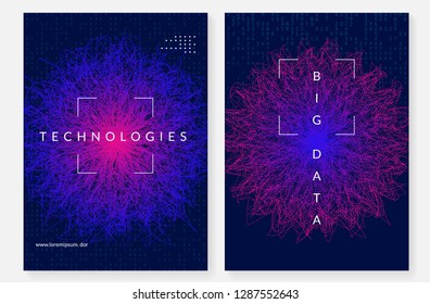 Big data background. Technology for visualization, artificial intelligence, deep learning and quantum computing. Design template for connection concept. Futuristic big data backdrop.