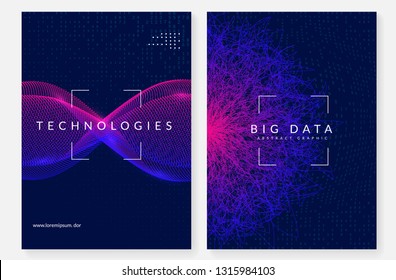 Big data background. Technology for visualization, artificial intelligence, deep learning and quantum computing. Design template for software concept. Geometric big data backdrop.