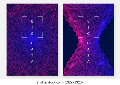 Big data background. Technology for visualization, artificial intelligence, deep learning and quantum computing. Design template for connection concept. Cyber big data backdrop.