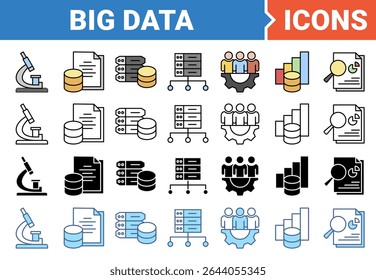 Big data banner icon set with multiple style collection.