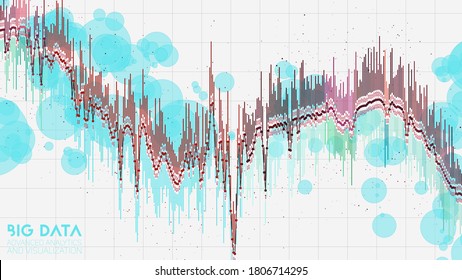 Gráfico de barras de datos grandes. Visualización de datos financieros. Análisis intrincado de los hilos de tensión. Representación de análisis de negocios. Diseño estético de infografía futurista. Concepto de finanzas