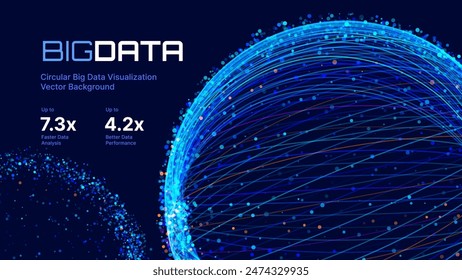 Big Data Blue Futuristic Sphere Globe Connection Networks. In: Neural Network Communication. In: Big Data Cyber Space. In: Hi Tech Business Data Flow Analytics Vektorillustration.