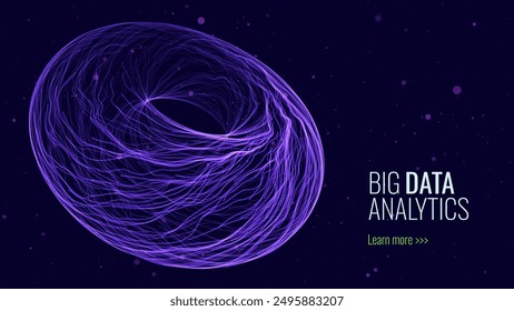 Big Data Blue Futuristic Sphere Globe Connection Networks. Neural Network Communication. Big Data Cyber Space. Hi Tech Business Data Flow Analytics Vector Illustration.