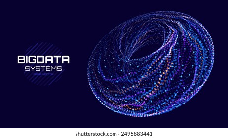 Big Data Blue Futuristic Sphere Globe Connection Networks. Neural Network Communication. Big Data Cyber Space. Hi Tech Business Data Flow Analytics Vector Illustration.