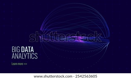 Big Data Blue Futuristic Sphere Globe Connection Networks. Neural Network Communication. Big Data Cyber Space. Hi Tech Business Data Flow Analytics Vector Illustration.