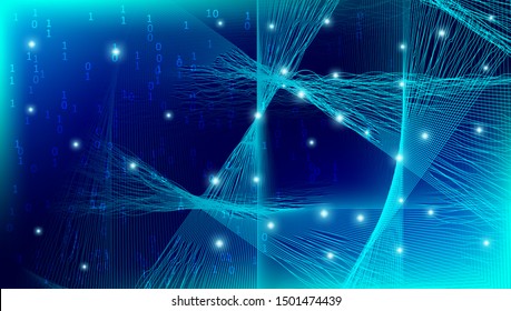 Big Data Blue. Futuristic Technology Illustration. Tech Motion. Neon Business Poster. Big Data Social. Blue Technology Background. 3d Neon Grid. Gradient Business Banner. Big Data Cloud.