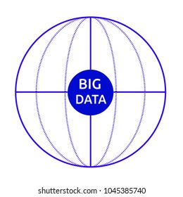 Big data blue planet earth icon. Modern style vector illustration icons. Isolated on white background. Big Data, communication, analytics, business, concept. 