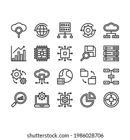 Big Data Business icon set wit outline style for Business : icon, search, big data, filter, cloud, computer, data, document, sharing, network, database, world