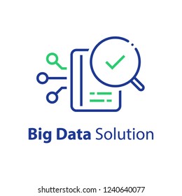 Big Data Capturing, Storage And Analysis, Technology Solution Concept, Vector Line Icon, Linear Illustration