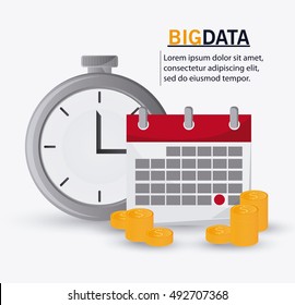 Big data center base and web hosting icon set