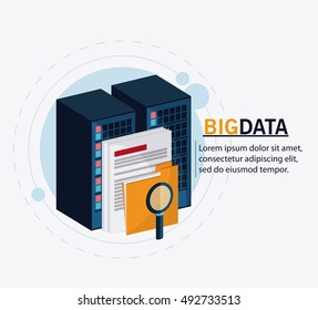 Big data center base and web hosting icon set