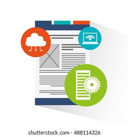 big data center flat icons vector illustration design