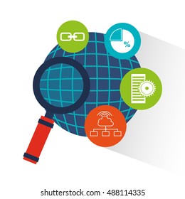 big data center flat icons vector illustration design