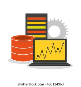 big data center flat icons vector illustration design
