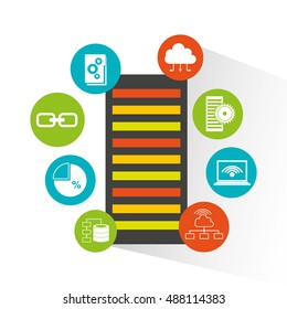big data center flat icons vector illustration design