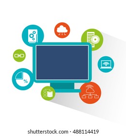 big data center flat icons vector illustration design