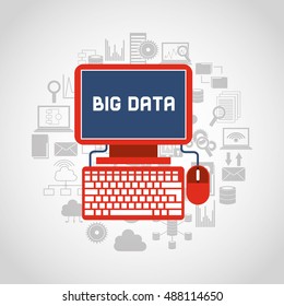 big data center flat icons vector illustration design