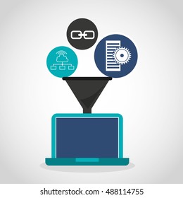 big data center flat icons vector illustration design