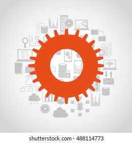 big data center flat icons vector illustration design