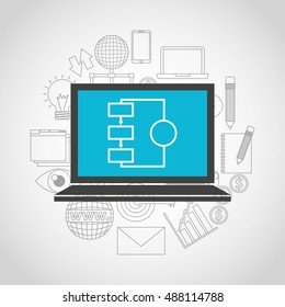 big data center flat icons vector illustration design