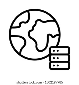 Big Data Center Location, Wordwide Data Storage Area Vector Icon