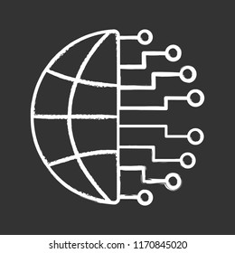 Big data chalk icon. Cloud computing. Neurotechnology network. Artificial intelligence. Isolated vector illustration