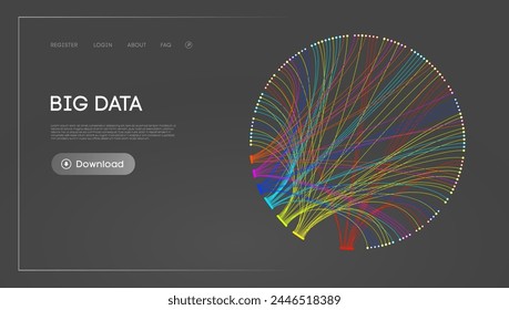 Big Data Circle blockchain technology background. Neural network digital background