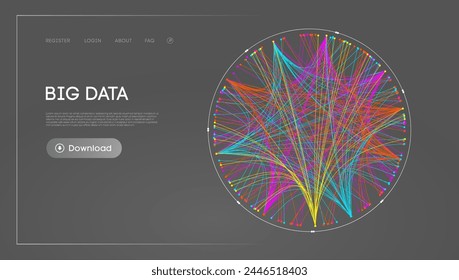 Big Data Circle blockchain technology background. Neural network digital background