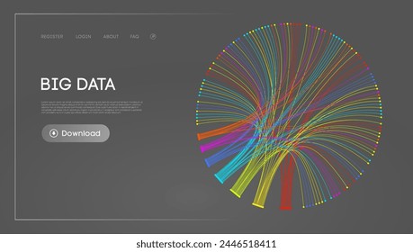 Big Data Circle blockchain technology background. Neural network digital background